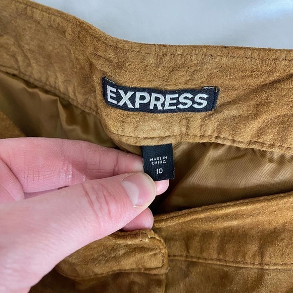 Express Women's Camel Leather Tapered Trouser Pants High-rise Tan Brown Size 10 - Picture 6 of 8